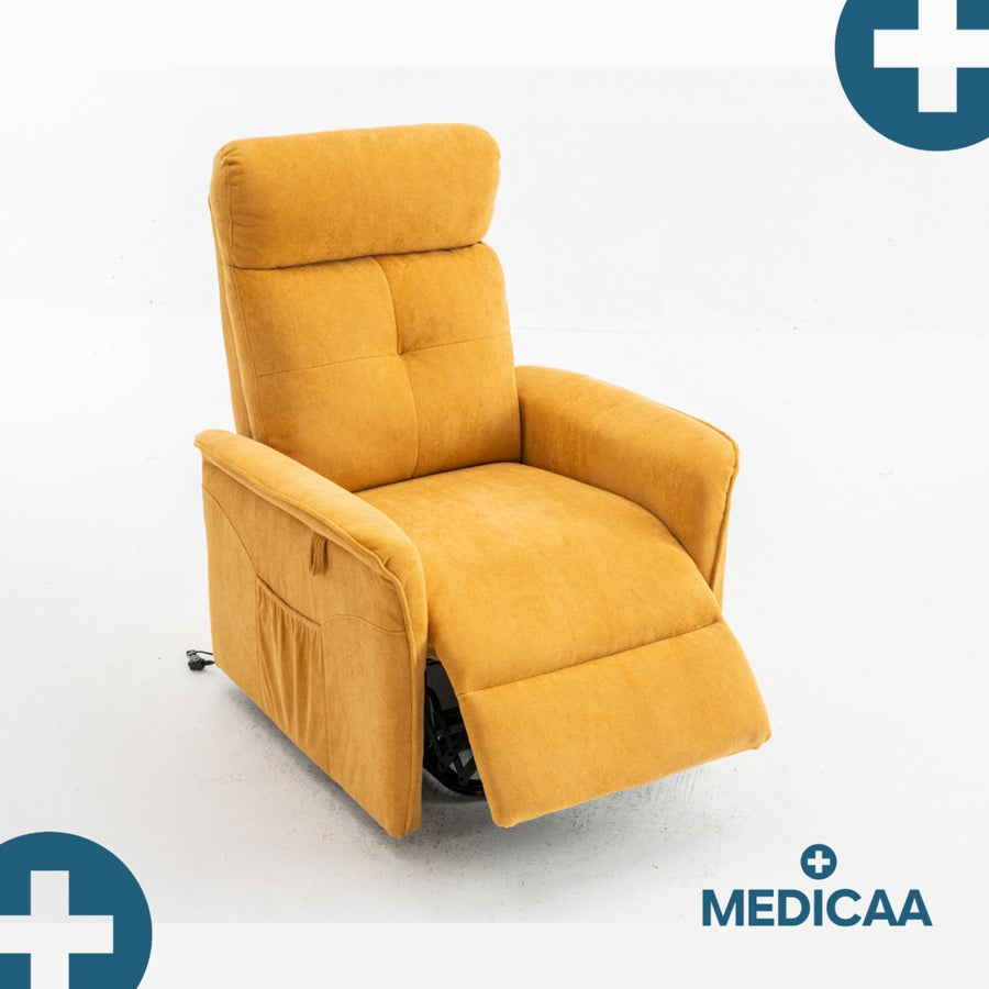 Fauteuil relax releveur 3 fonctions (2 moteurs) – Fernand – Jaune