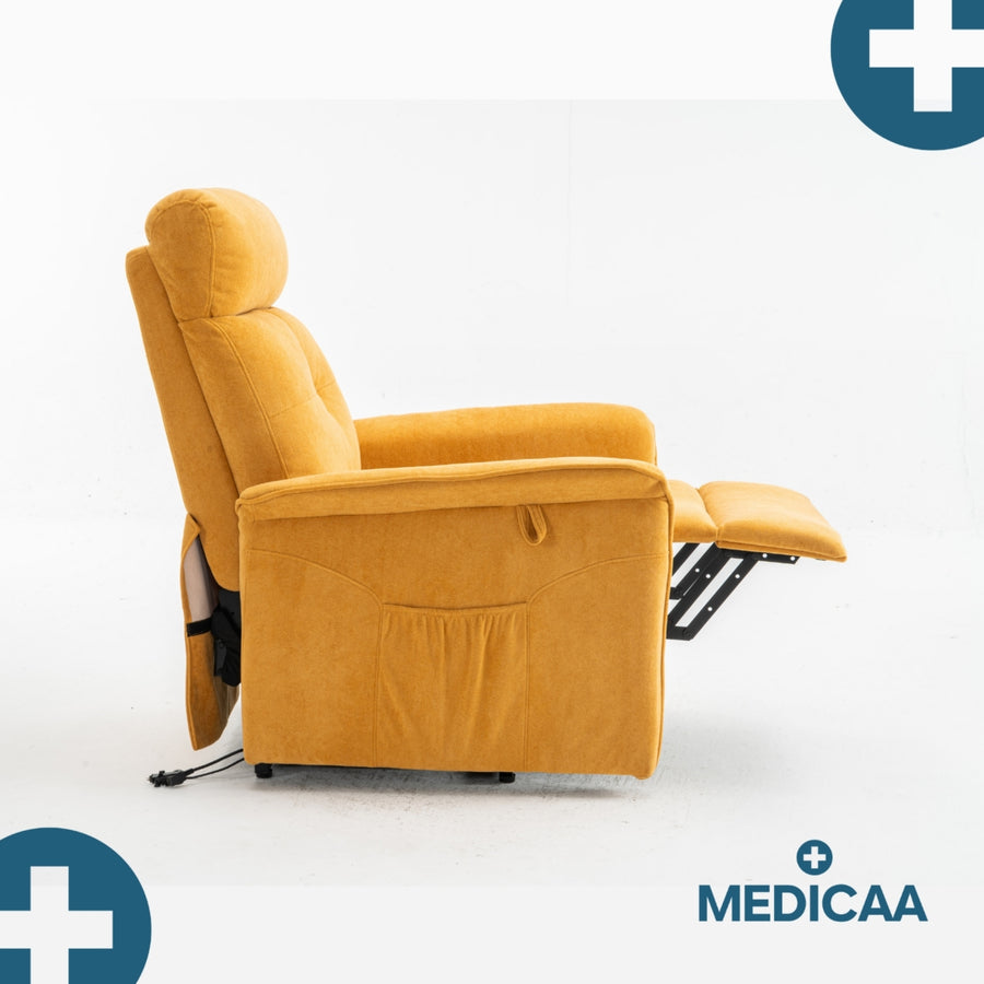 Fauteuil relax releveur 3 fonctions (2 moteurs) – Fernand – Jaune