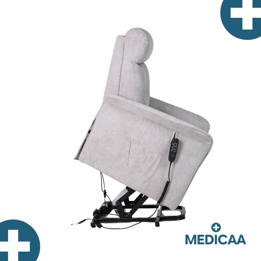 Fauteuil Releveur Premium - 3 Moteurs - Gris Clair - Modèle Eugène - Tranquille Émile