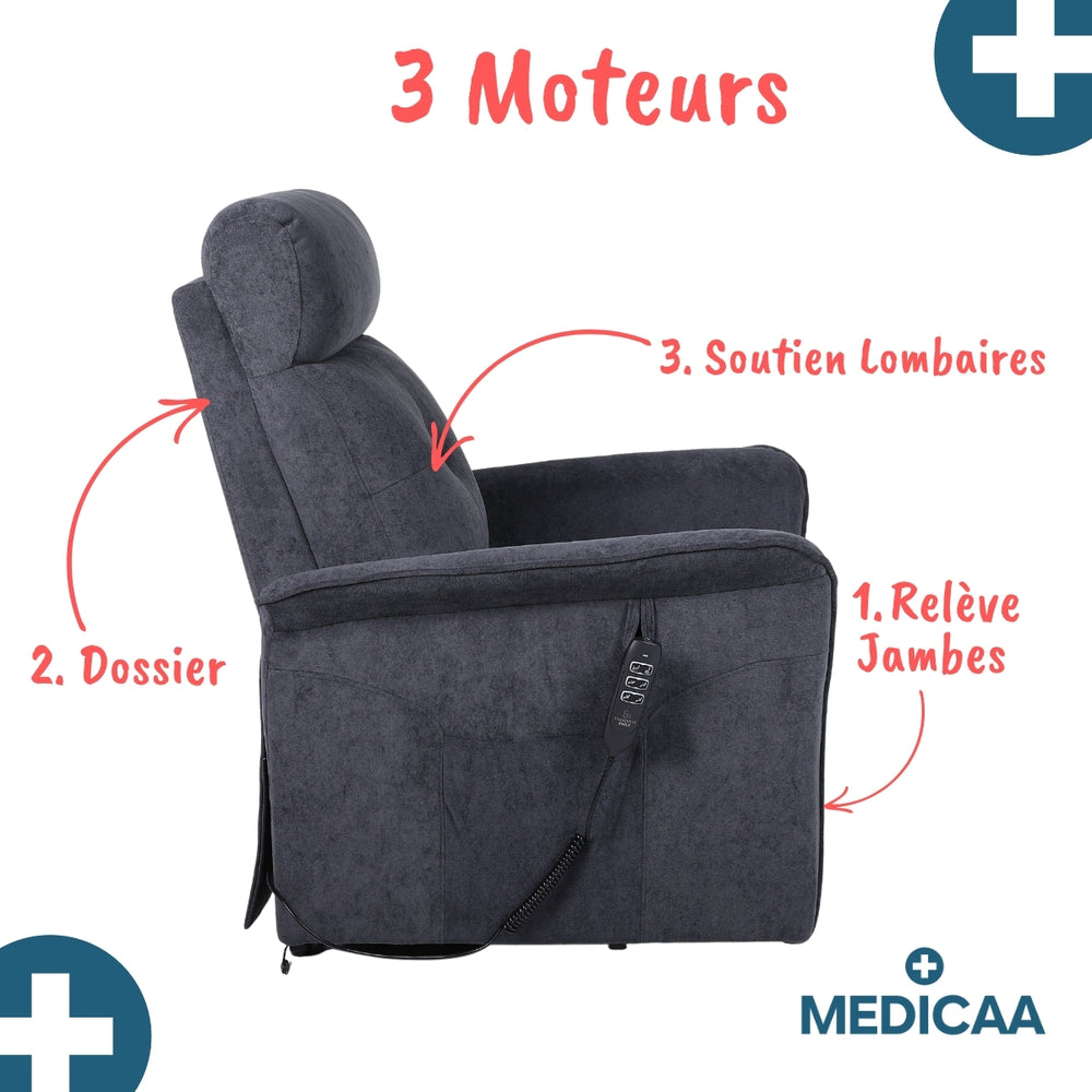 Fauteuil Releveur Premium - 3 Moteurs - Rouge - Modèle Eugène - Tranquille Émile