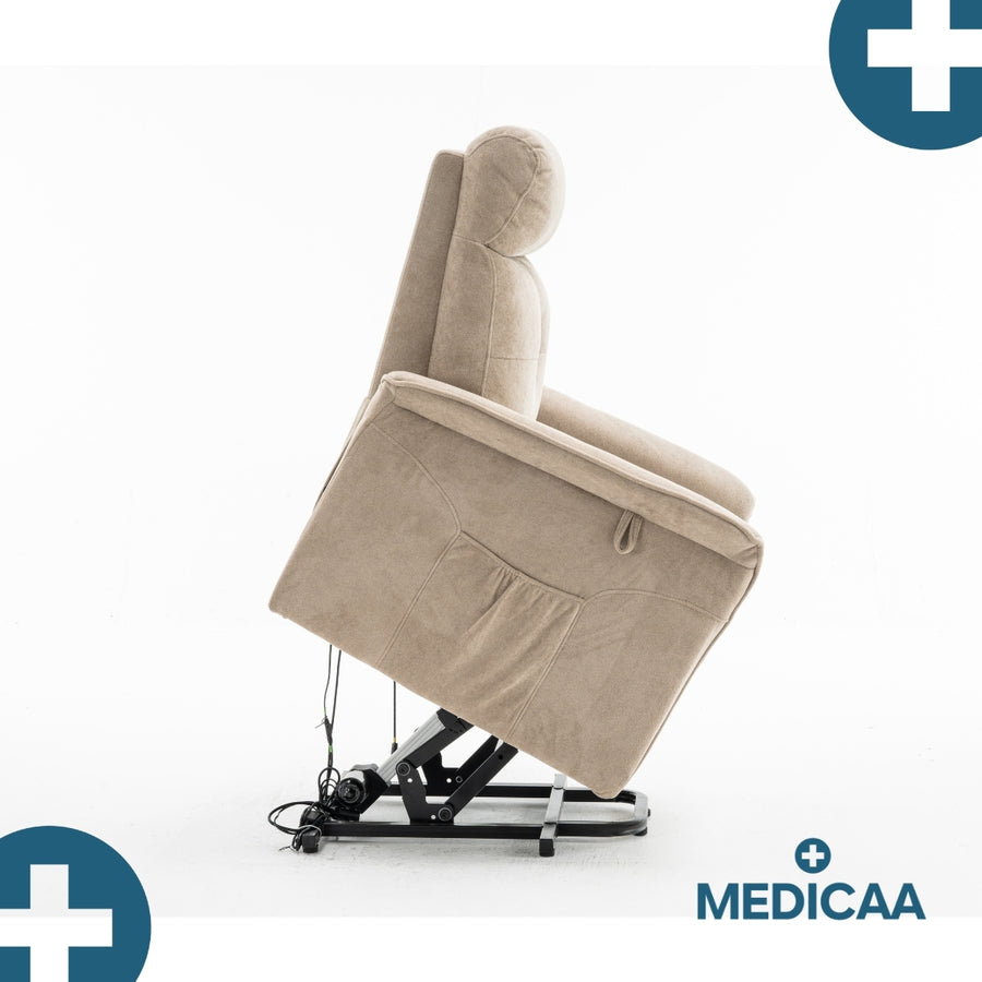Medicaa fauteuil releveur 3 moteurs gamme premium modele eugene coloris beige marque tranquille emile