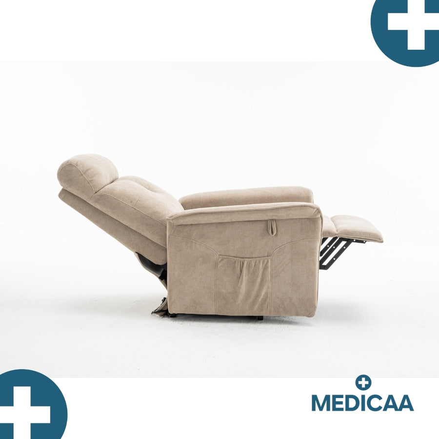 Medicaa fauteuil releveur 3 moteurs gamme premium modele eugene coloris beige marque tranquille emile