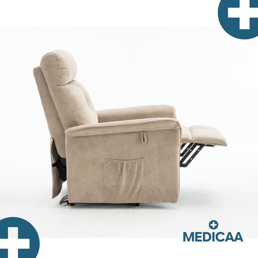 Medicaa fauteuil releveur 3 moteurs gamme premium modele eugene coloris beige marque tranquille emile