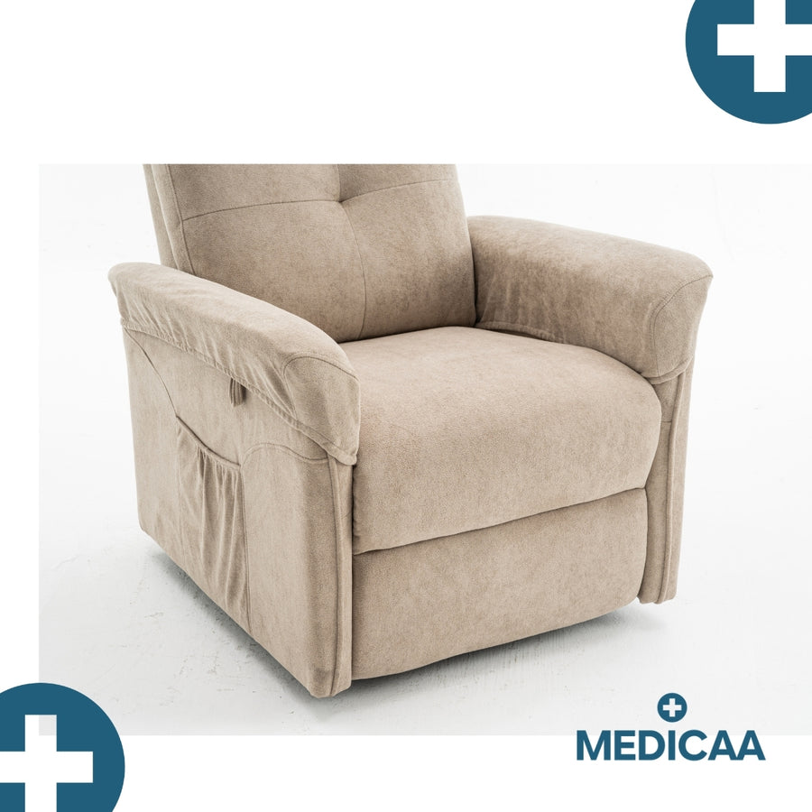 Medicaa fauteuil releveur 3 moteurs gamme premium modele eugene coloris beige marque tranquille emile