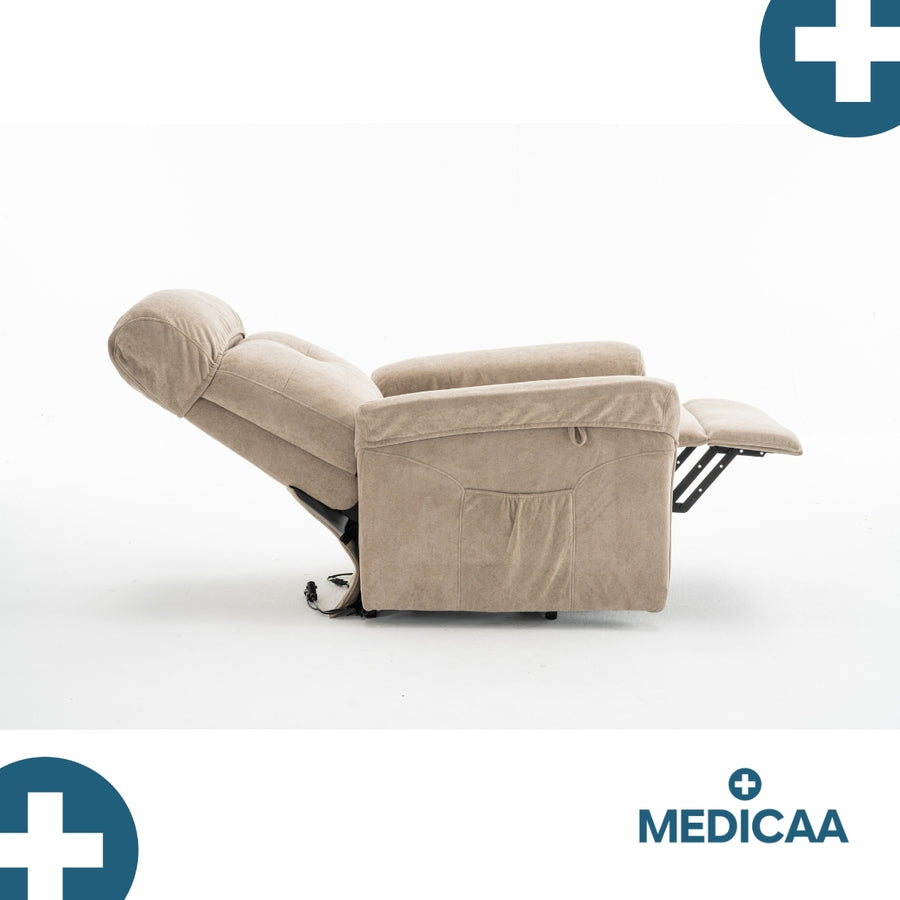 Medicaa fauteuil releveur 3 moteurs gamme premium modele eugene coloris beige marque tranquille emile