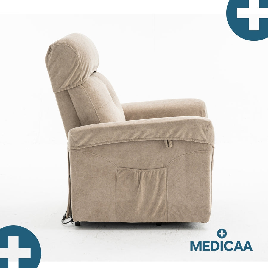 Medicaa fauteuil releveur 3 moteurs gamme premium modele eugene coloris beige marque tranquille emile