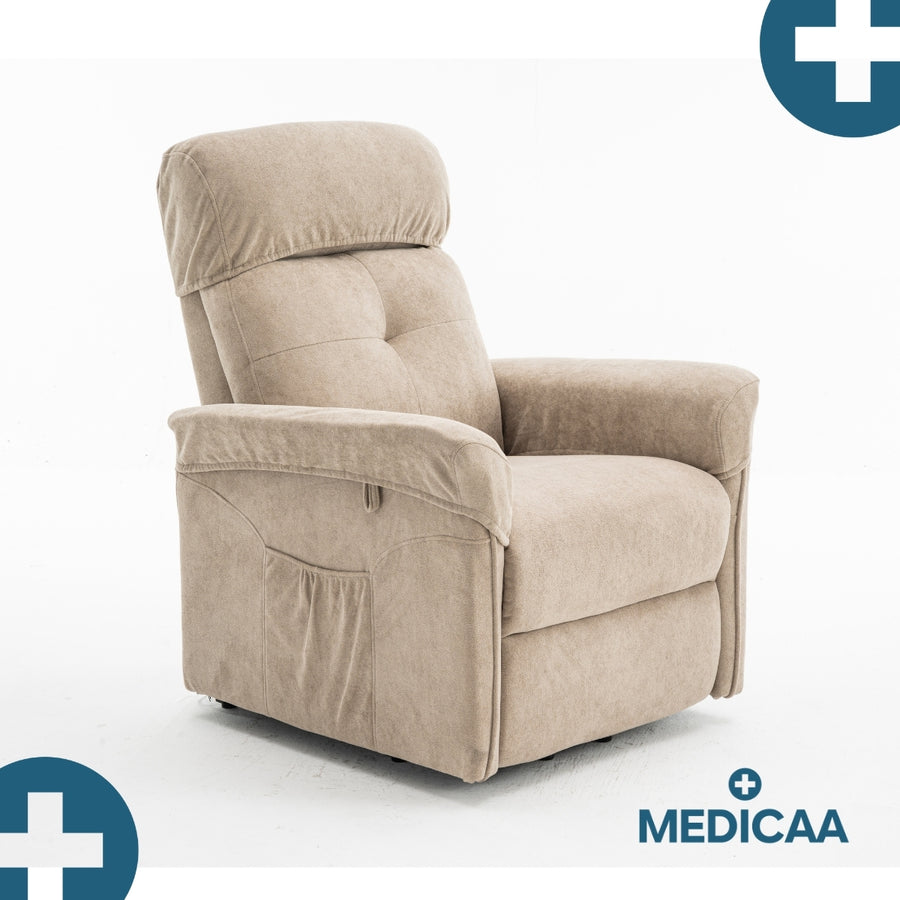 Medicaa fauteuil releveur 3 moteurs gamme premium modele eugene coloris beige marque tranquille emile