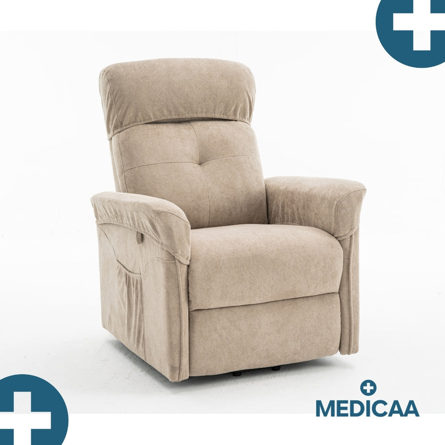 Medicaa fauteuil releveur 3 moteurs gamme premium modele eugene coloris beige marque tranquille emile