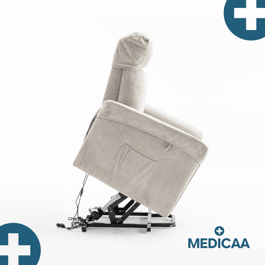 Fauteuil Releveur Premium - 3 Moteurs - Gris Clair - Modèle Eugène - Tranquille Émile