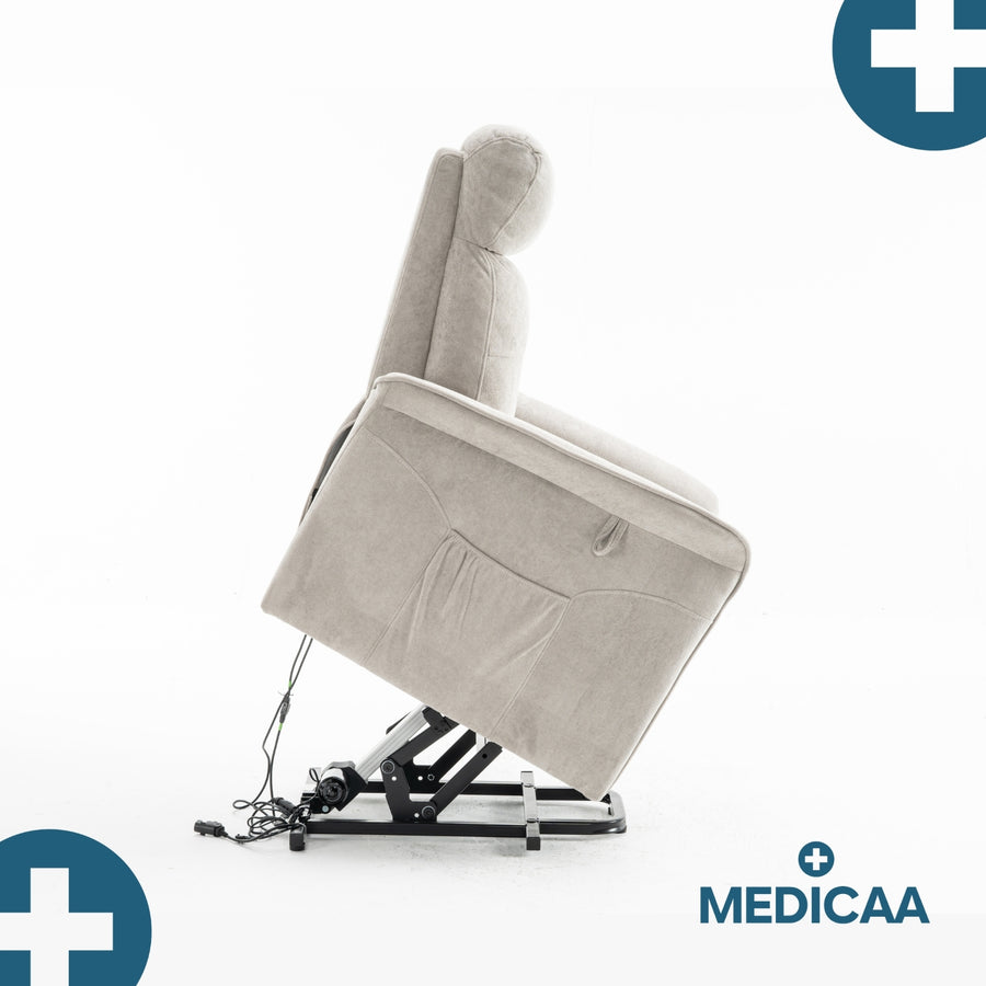 Fauteuil Releveur Premium - 3 Moteurs - Gris Clair - Modèle Eugène - Tranquille Émile