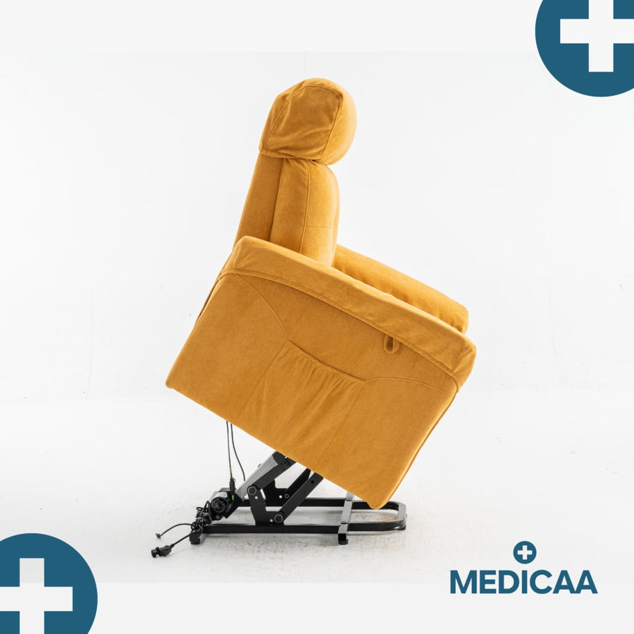 Fauteuil Releveur Premium - 3 Moteurs - Jaune - Modèle Eugène - Tranquille Émile