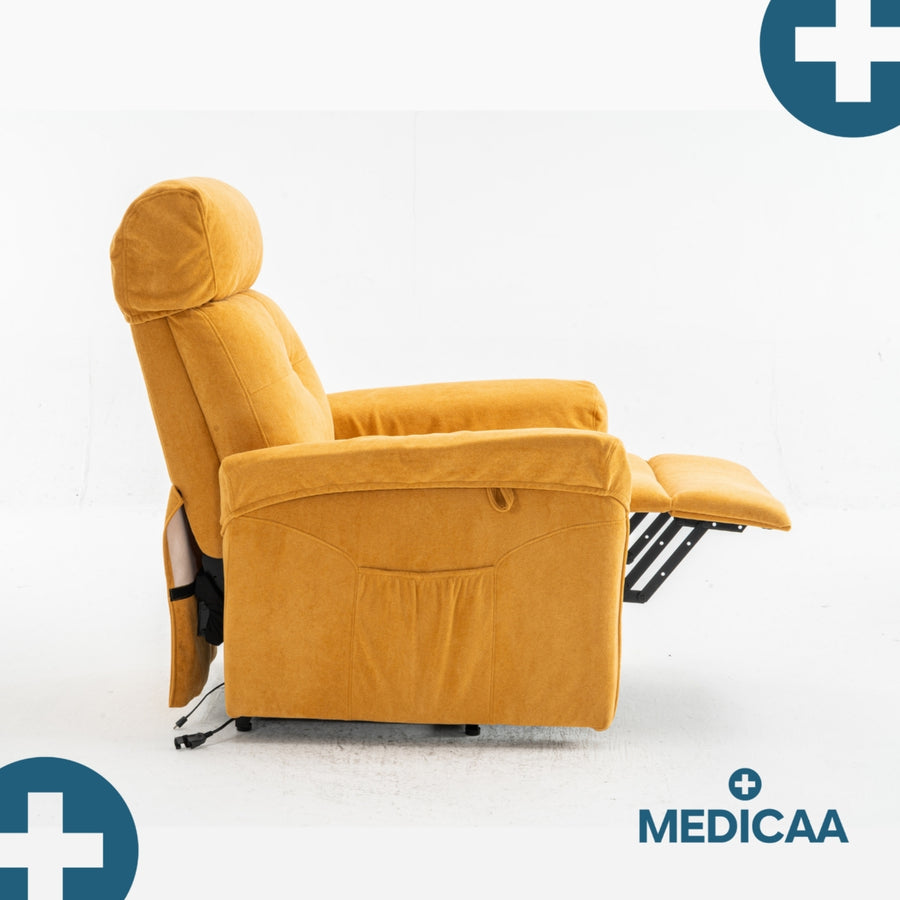 Fauteuil Releveur Premium - 3 Moteurs - Jaune - Modèle Eugène - Tranquille Émile