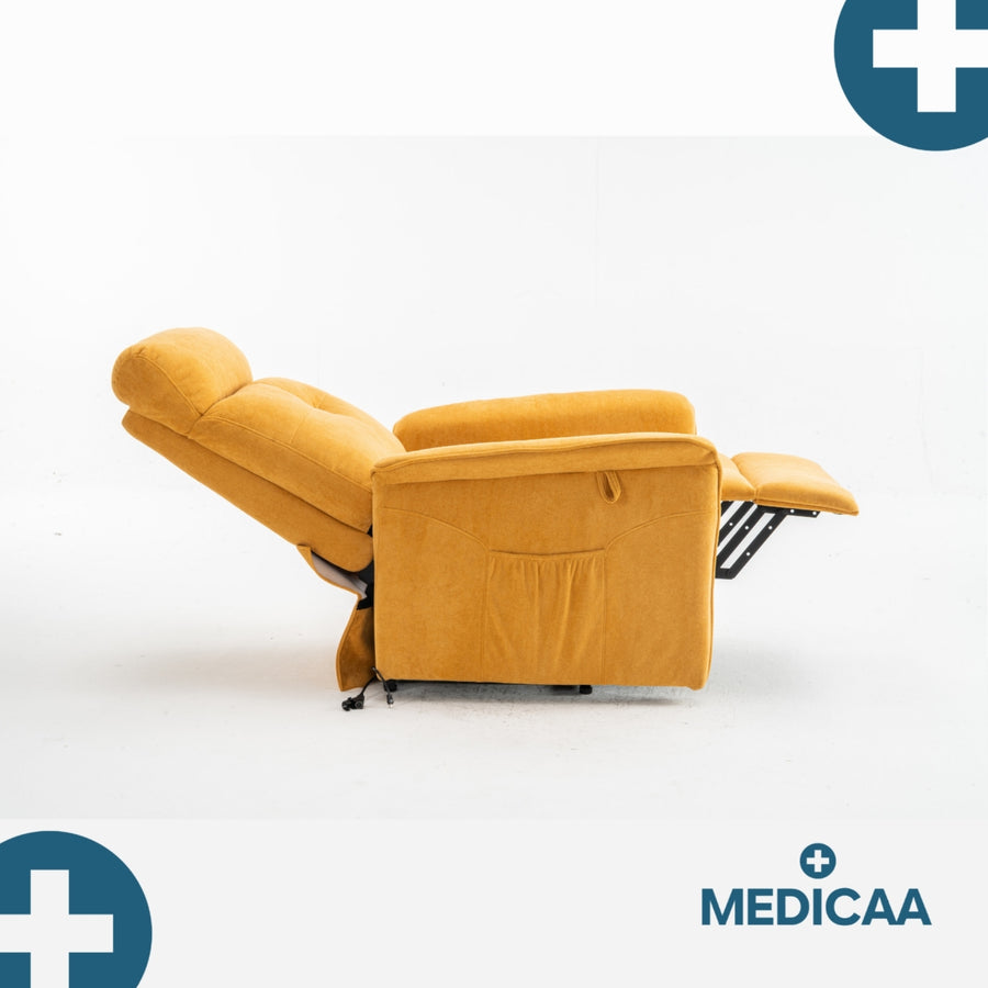 Fauteuil Releveur Premium - 3 Moteurs - Jaune - Modèle Eugène - Tranquille Émile