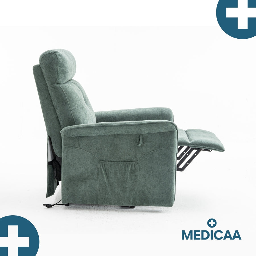 Fauteuil Releveur Premium - 3 Moteurs - Vert - Modèle Eugène - Tranquille Émile