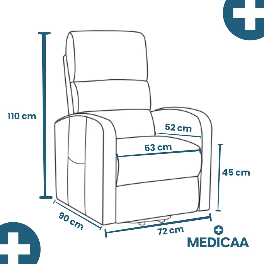 Fauteuil relax releveur 4 fonctions (3 moteurs) – Arthur – Gris clair / Beige