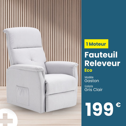 Fauteuil releveur eco 1 moteur Gaston gris clair de la marque tranquille emile