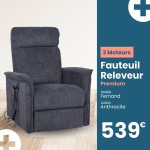 Fauteuil Releveur Premium - 2 Moteurs - Anthracite - Modèle Fernand - Tranquille Émile