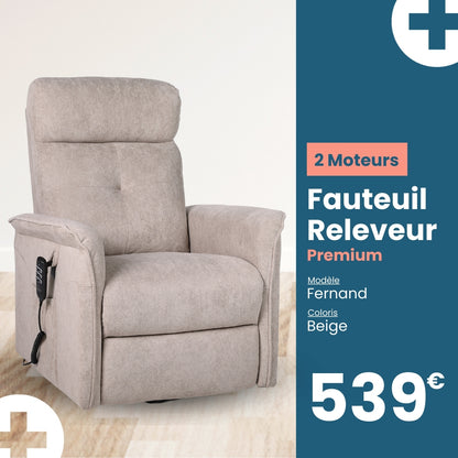 Fauteuil Releveur Premium - 2 Moteurs - Beige - Modèle Fernand - Tranquille Émile