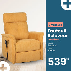 Fauteuil Releveur Premium - 2 Moteurs - Jaune - Modèle Fernand - Tranquille Émile