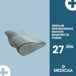 Oreiller Ergonomique à Mémoire de Forme  – 49 x 30 x 10 cm