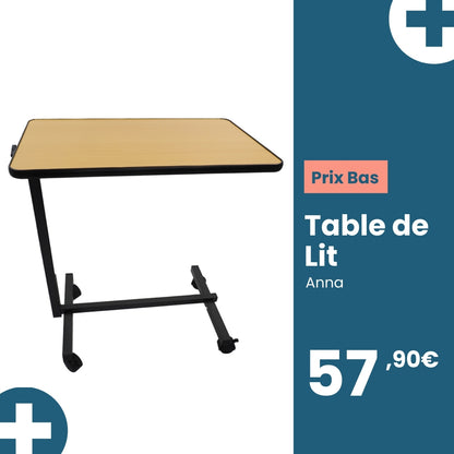 Table de lit Anna façon bois de hêtre