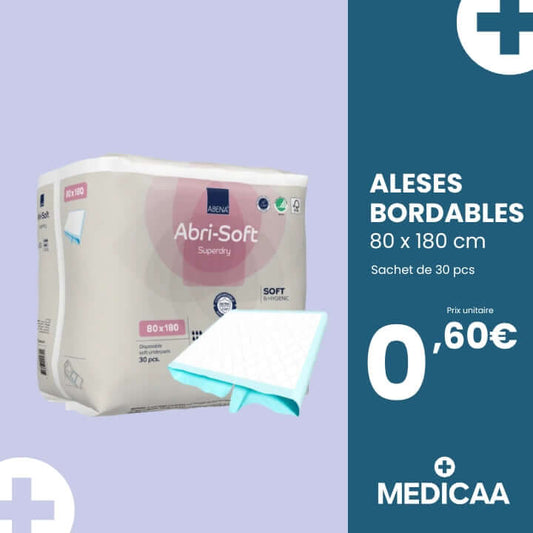 Aleses bordables 80 x 180 cm - Abena Prix sachet
