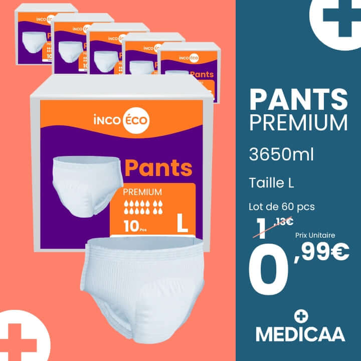 Pants - Taille L - 3650ml - Culottes Ultra Absorbantes Premium - IncoEco Lot