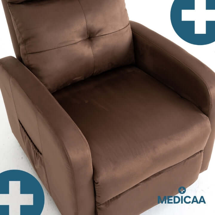 Medicaa fauteuil_releveur 4 moteurs Jules Tranquille emile chocolat detail assise