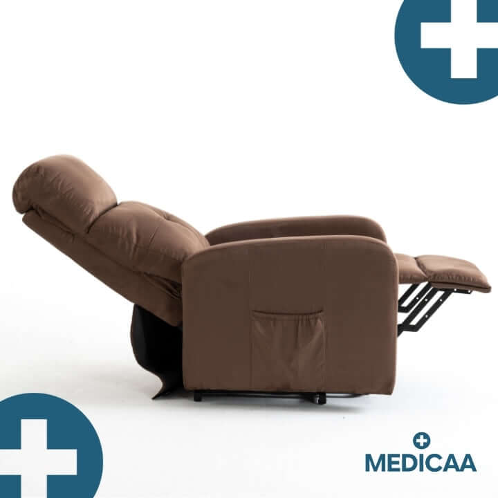 Medicaa fauteuil_releveur 4 moteurs Jules Tranquille emile chocolat profil allonge