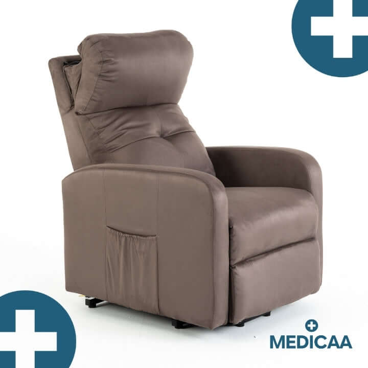 Medicaa fauteuil_releveur 4 moteurs Jules Tranquille emile taupe profil appui tete