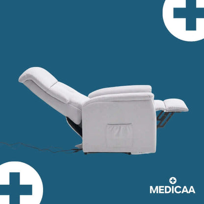 Medicaa fauteuil releveur eco 2 moteurs gris clair Gaston releve jambe dossier profil