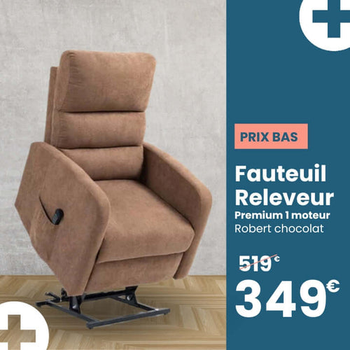Fauteuil Releveur Premium - 1 Moteur - Chocolat - Modèle Robert - Tranquille Émile