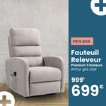 Fauteuil Releveur Premium - 3 Moteurs - Gris Clair - Modèle Arthur - Tranquille Émile