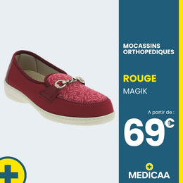 Mocassins Orthopédiques Magik - Femme - Rouge