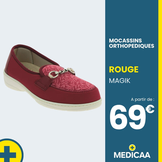 Mocassins Orthopédiques - (Magik) - Femme - Rouge