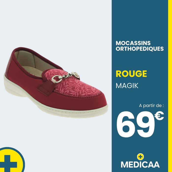 Mocassins Orthopédiques Magik - Femme - Rouge