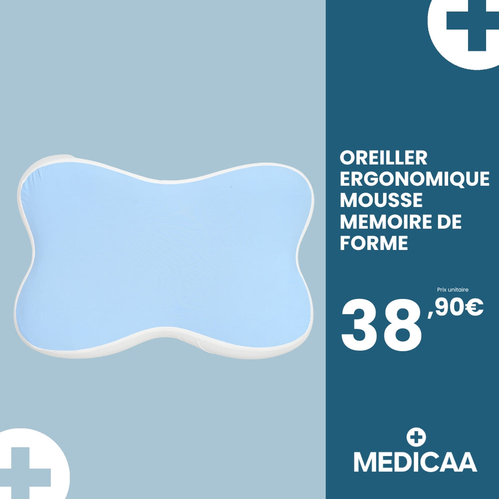 Oreiller Ergonomique à Mémoire de Forme 60 x 40 x 12 cm