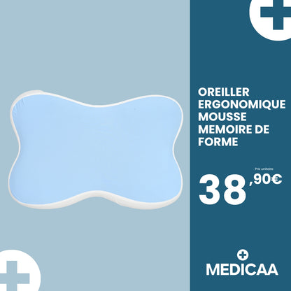 Oreiller Ergonomique à Mémoire de Forme 60 x 40 x 12 cm