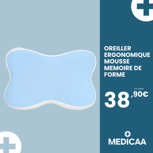 Oreiller Ergonomique à Mémoire de Forme 60 x 40 x 12 cm