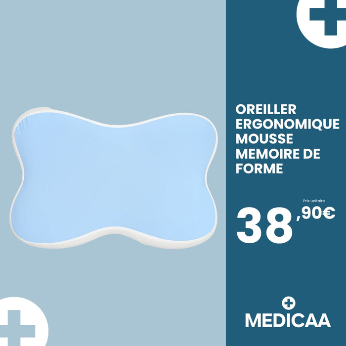 Oreiller Ergonomique à Mémoire de Forme 60 x 40 x 12 cm