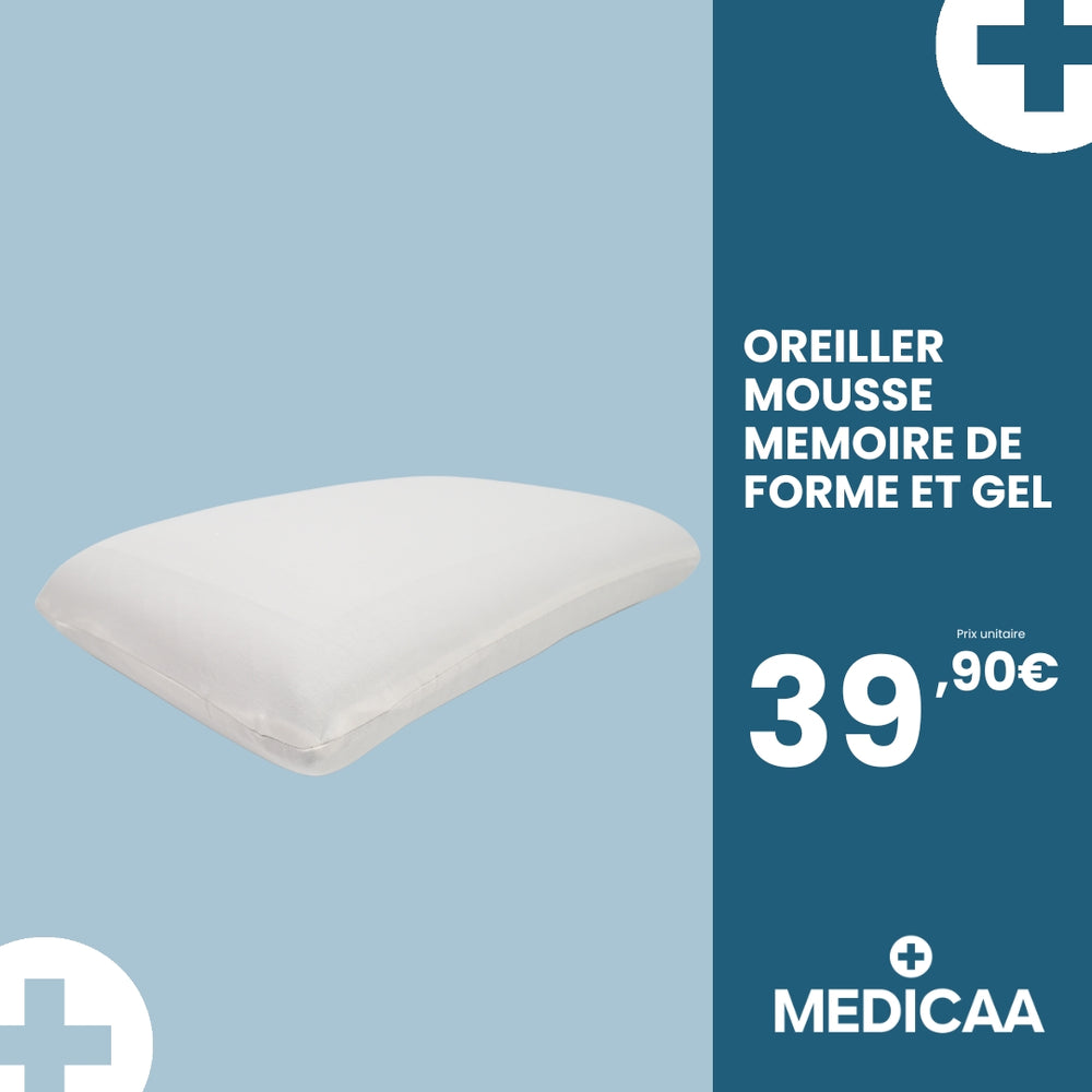 Oreiller Rectangulaire en Mousse à Mémoire de Forme et Gel 60 x 38 x 12 cm