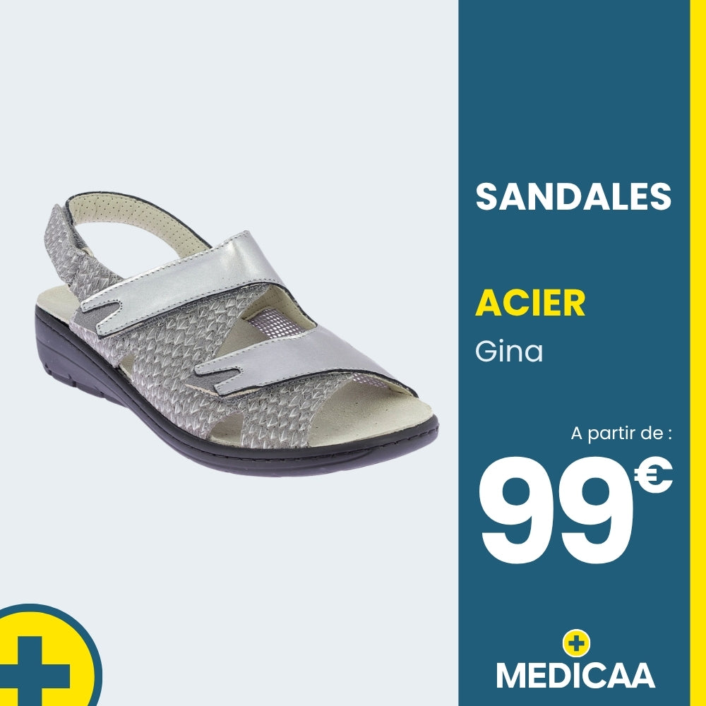 Sandale Confort Gina - Femme - Acier