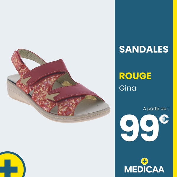 Sandales Confort Gina - Femme - Rouge