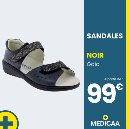 Sandales Orthopédiques - (Gaia) - Femme - Noir