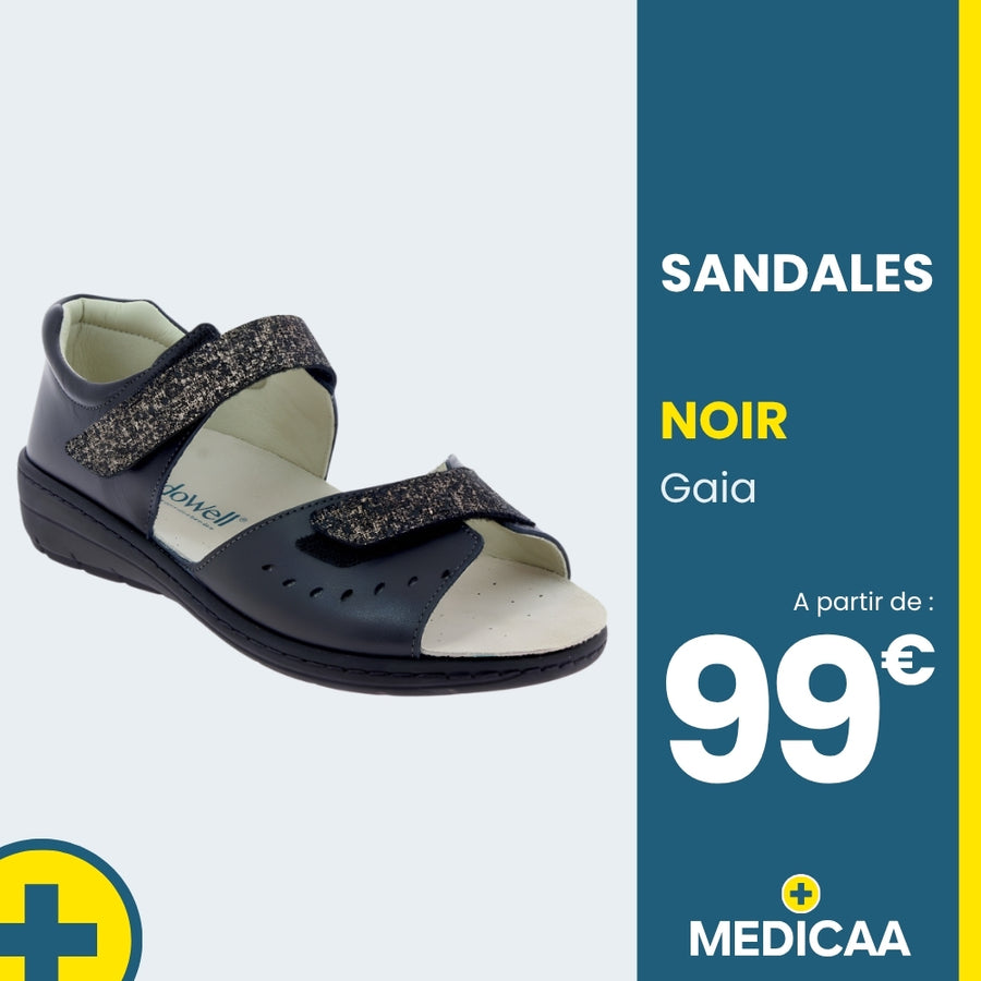 Sandales Orthopédiques - (Gaia) - Femme - Noir