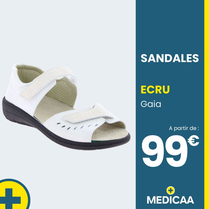 Sandales Orthopédiques - (Gaia) - Femme - Écru