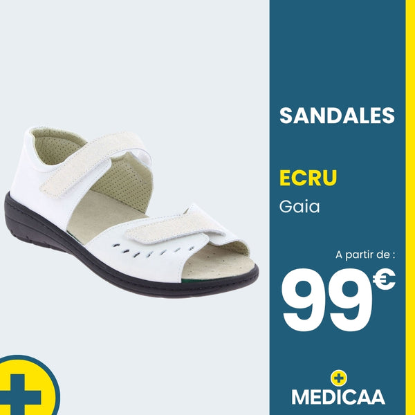 Sandales Orthopédiques - (Gaia) - Femme - Écru