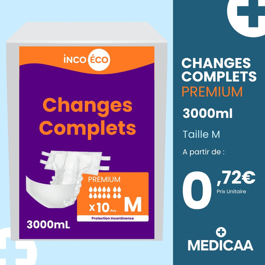 Changes Complets Premium - Ultra Absorbants - 3000 mL - Taille M - IncoEco