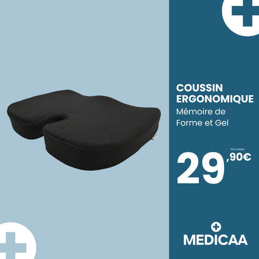 Coussin Ergonomique Memoire de Forme et Gel 45 x 35 x 7 cm