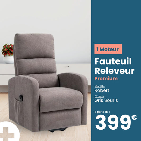 fauteuil releveur 1 moteur robert gris fonce